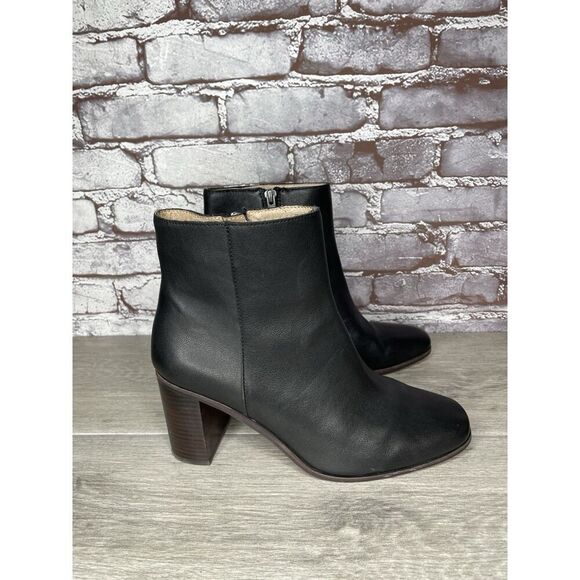 Madewell Brenner Black Brown Leather Block Heel Booties Zip Boots Women 9.5M US - Picture 11 of 16